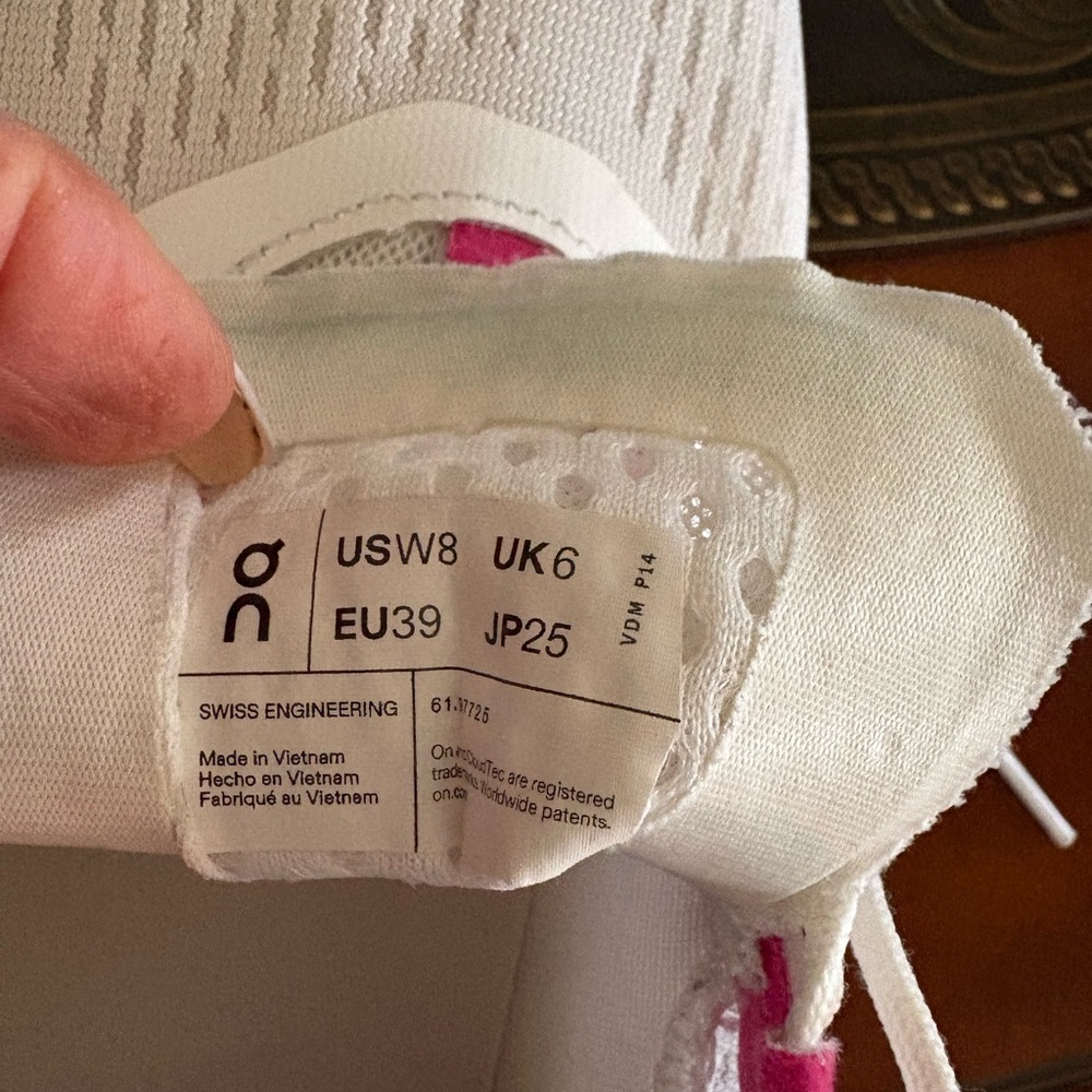 On Running White Sneakers with Mint and Pink Accents - Picture 5 of 6